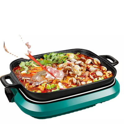 3 In 1 7L Multifungsi Electric Hot Pot Steamboat Barbecue Grill Cookware Dengan Piring Yang Dapat Dilepas